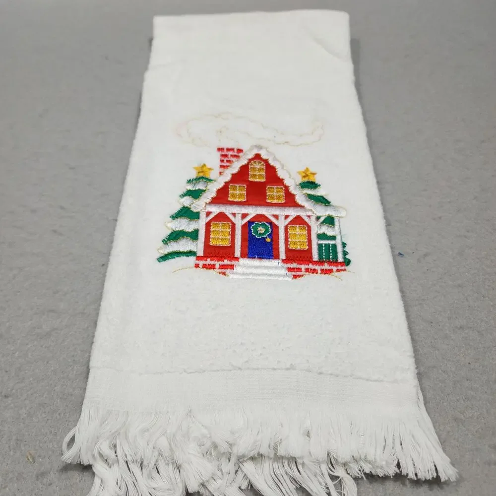 Christmas House & Happy Holidays Christmas Present Themed Finger-Tea Towels 2pc